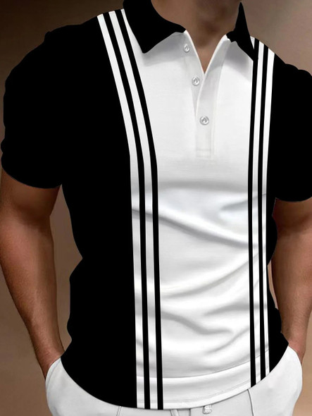 Summer Men Polo Shirt Splicing Stripe Printed Simple Lapel Button Shirts Oversized Short Sleeve Casual Outfits Fashion Tops Summer Men Polo Shirt Splicing Stripe Printed Simple Lapel Button Shirts Oversized Short Sleeve Casual Outfits Fashion Tops