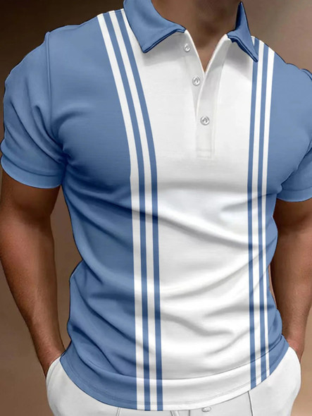 Summer Men Polo Shirt Splicing Stripe Printed Simple Lapel Button Shirts Oversized Short Sleeve Casual Outfits Fashion Tops Summer Men Polo Shirt Splicing Stripe Printed Simple Lapel Button Shirts Oversized Short Sleeve Casual Outfits Fashion Tops