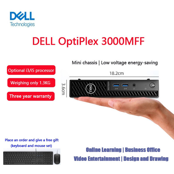 Dell OptiPlex 3000MFF12 Core Business Office Mini Host Small Case i3/i5 8GB 256G SSD Integrated Display WIN11 Home Customization