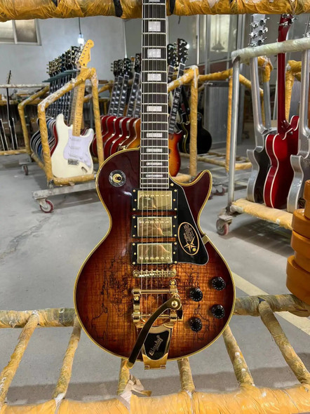 Custom Electric Guitar, Mahogany Body, Vintage Sunburst Color, Decayed Maple Top, Bigsby Tremolo System, гитара, Free Ship 기타