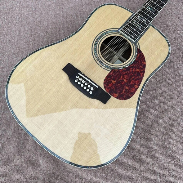 Solid Spruce Top 12 String Guitar D Type 45 Type 41 "Guitar Abalone Mosaic, abalone binding top and back, electric, free shippin