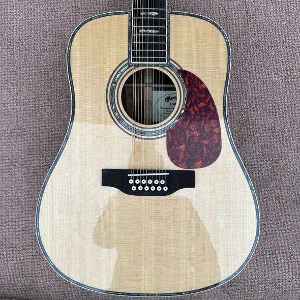 Solid Spruce Top 12 String Guitar D Type 45 Type 41 "Guitar Abalone Mosaic, abalone binding top and back, electric, free shippin