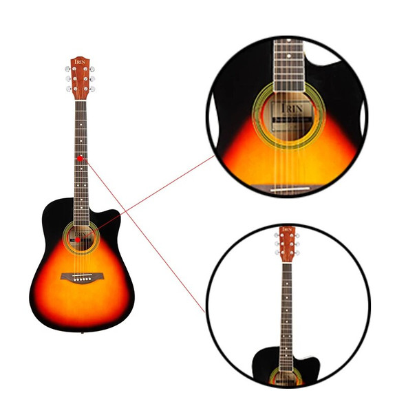 IRIN 6-String Acoustic Guitar Professional 21 Frets 41 Inch Folk Guitar Basswood Guitarra with String Picks Capo Beginner Guitar