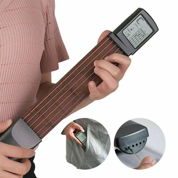 Portable Pocket Guitar 6-Tone Chord Trainer Practice Tool Rotatable Diagram Chord Screen Guitar Finger Trainer For Beginners