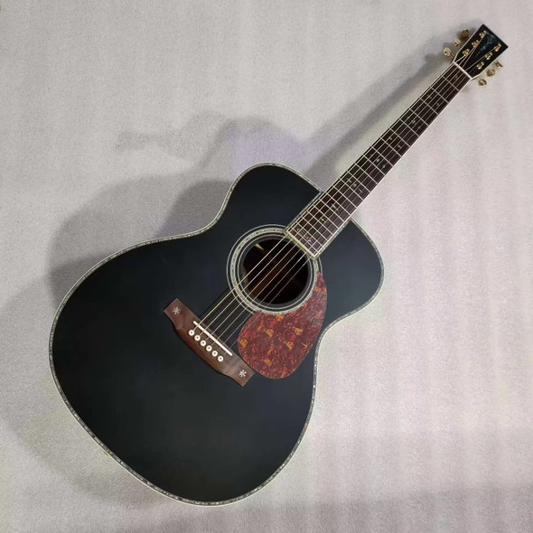 free shipping best quality satin black OM42EC signature guitar acoustic electric guitar