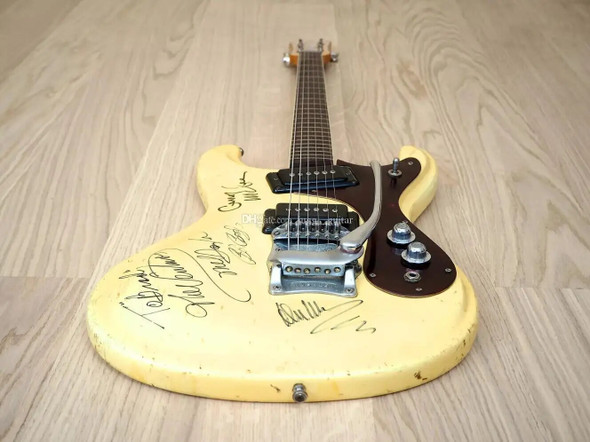 1965 Mosrite Ventures Model Retro Cream Relic Electric Guitar,Bigs Tailpiece