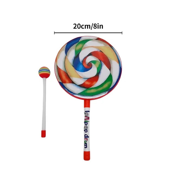 Lollipop Hand Drum 6 Inch / 8 Inch / 10 Inch Percussion Instruments Colorful Dance Props Infant Musical Toys Teaching Aids