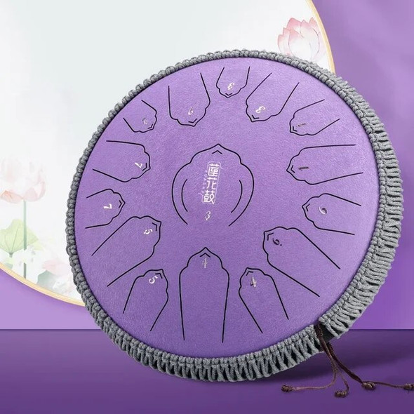 13 Inch 15 Tone Steel Tongue Drum with Drumsticks Professional Percussion Instruments Psychotherapy Meditation Gift for Beginner