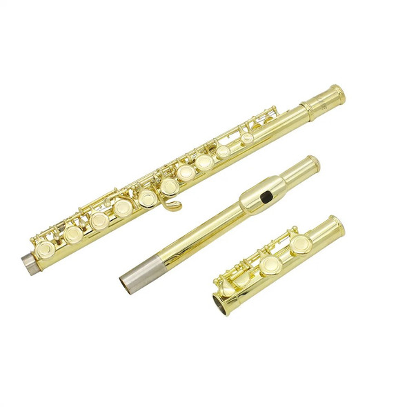 16 Holes C Key Flute Western Concert Cupronickel Red Transverse Flute Woodwind Instrument With Case Screwdriver Cleaning Cloth