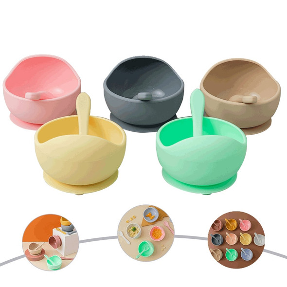 Baby Silicone Bowl Set Silicone Tableware Children Handle Spoon Non-Silp Suction Bowl Set BPA Free Children's Dishes Tableware