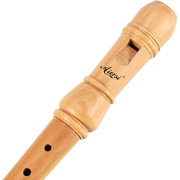 Aiersi Maple Wood Professional C key Soprano Recorder Flute 3 Piece German or Baroque Style Blockflute with Hard Case
