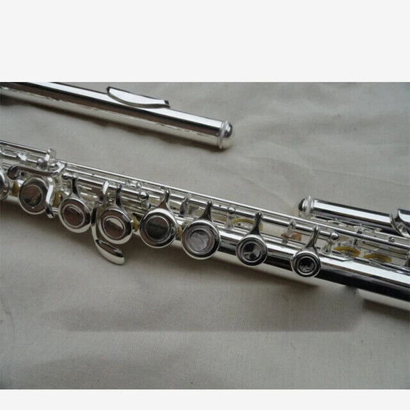 E split symphonic elbow 16 hole closed silver plated flute with box