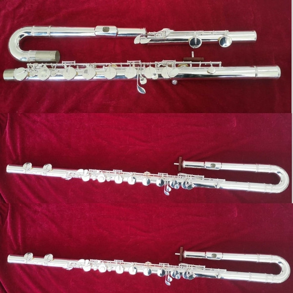 Professional Silver Plated Bass Flute C Key Off Set G Italian Pads With Case