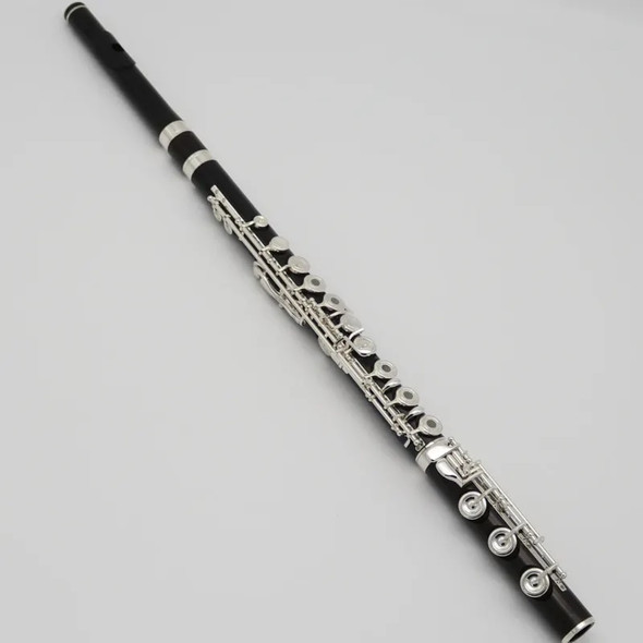 Professional Ebony flute Open Hole Silver Plated French keys Grenadilla Wood body with Case