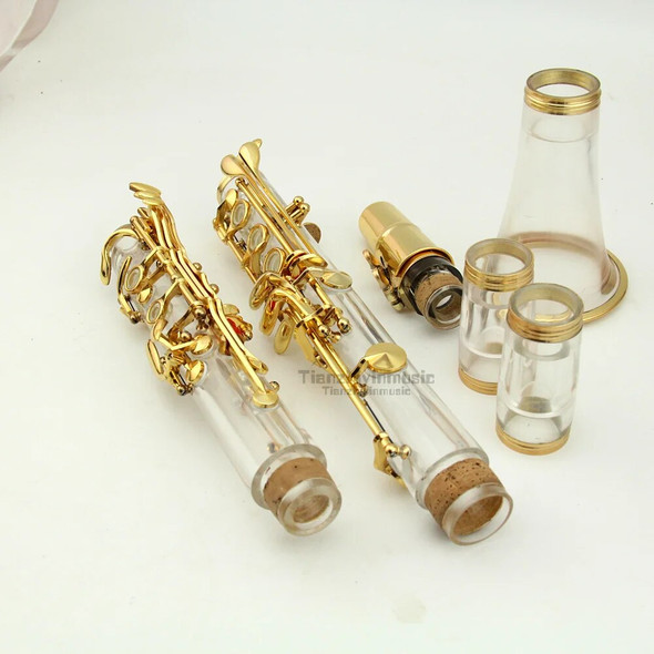 Clarinet Musical instrument acrylic transparent body silver plated Bb clarinet