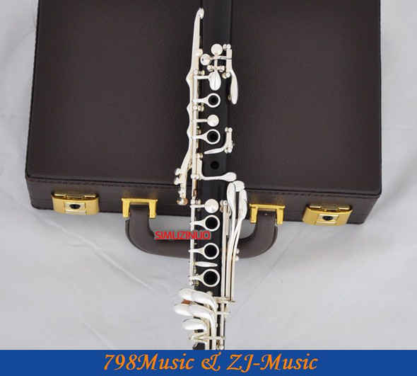 Professional Africa Black Wooden Bb Clarinet Silver Plated 19 keys With Case