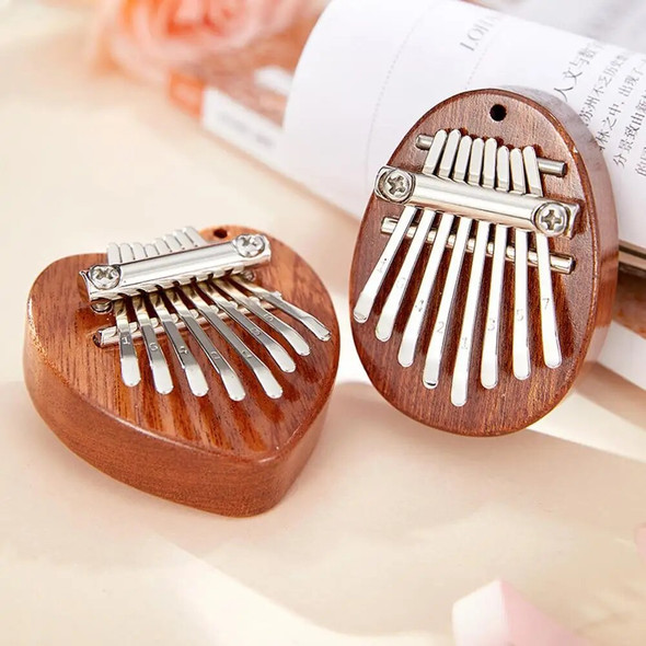 8 Tone Mini Kalimba Thumb Piano Wooden Small Wearable Musical Instrument Pendant Gift Finger Piano For Adult Kids