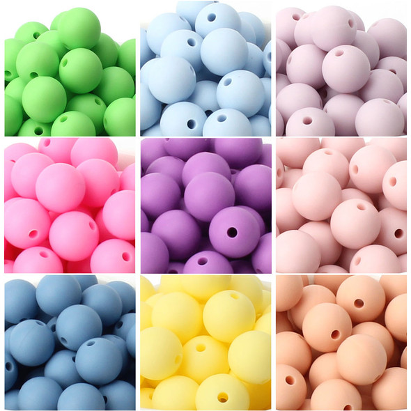 20pcs 15mm Baby Round Silicone Beads Food Grade DIY Teethers Toys Nipple Holder Pacifier Chain BPA Free Silicone Teething Beads