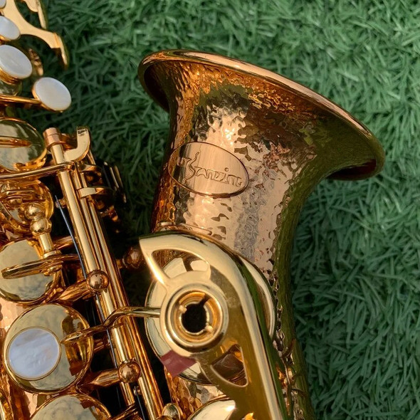 Curved Soprano Saxophone bB Soprano SAX Hand-pounded Gold Curved Soprano Saxophone Handmade Soprano Sax Falling B Saxophone Case