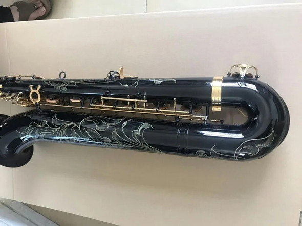 Custom Professional Eb Baritone Saxophone Black Nickel Gold body Low A High F key,high pitch F#,Front F#+case