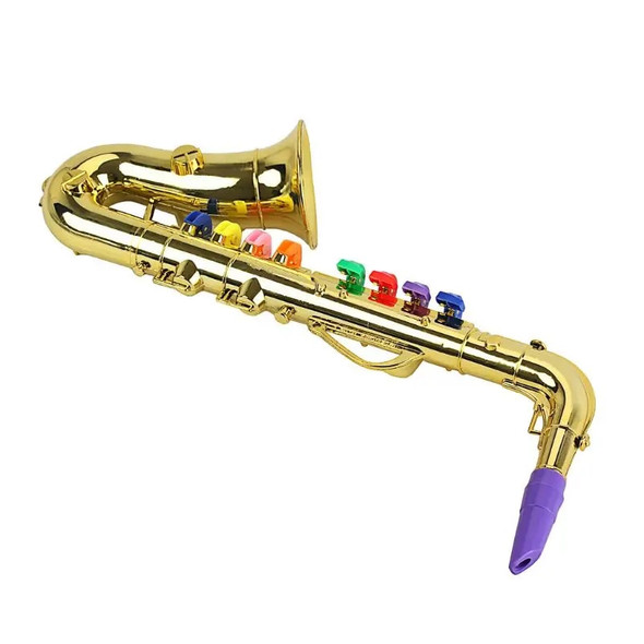 1Pcs Musical Instruments Include Toy Saxophone Trumpet Toy Clarinet Educational Toy Instrument Silver Finish with Color Keys