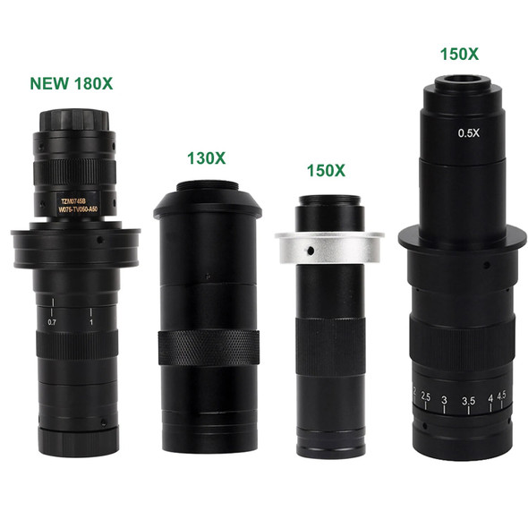 New 0.7X~4.5X Magnification 130X 180X 150X Adjustable Zoom C Mount Lens 25mm For HDMI VGA USB Industry Video Microscope Camera