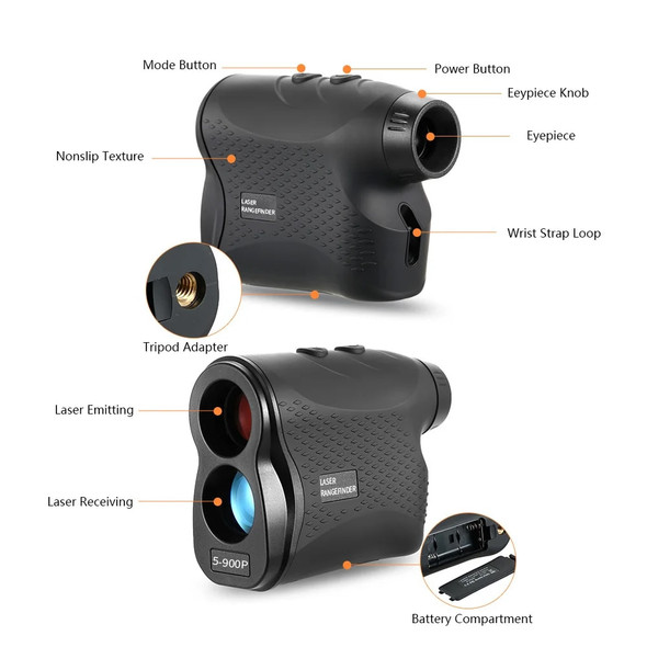 Golf Laser Rangefinder Distance Meter 500/600/900M Monocular Telescope Laser Range Finder for Hunting Laser Measuring Tape