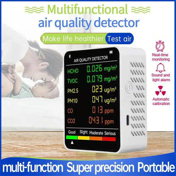 6 In 1 Air Quality Monitor Multifunctional Automatic Display Indoor Office Wall Hanging Screen Display Air Detector