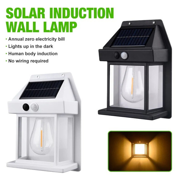 Solar powered Tungsten Wall Lamp Outdoor Waterproof Garden Light Garden Sensor Lights Courtyard Villa Fence Lighting Decoration