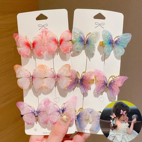 6Pcs Colorful Butterfly Hairpins Girl Hair Clips Barrettes Women Sweet Hair Ornament Headwear Fashion Hair Accessories