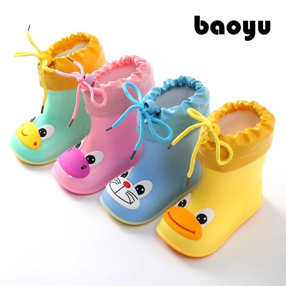 Children Rain Boots Rubber Boots Kids Water Shoes PVC Baby Cartoon Waterproof Non-slip Warm Winter