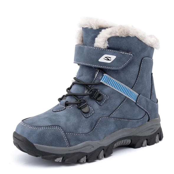 Winter Children Snow Warm Boots Fur Shoes Boys Sneaker Rubber Hiking Shoe Fashion Children Shoes Waterproof Leather Boots Kids