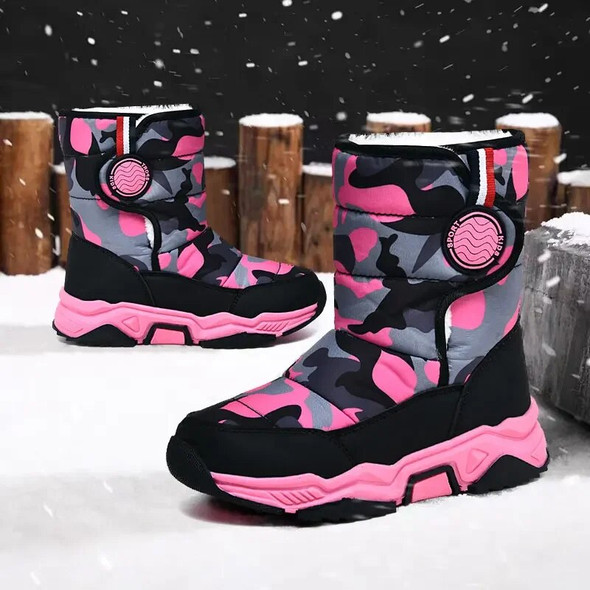 Winter Boy Boots Warm Plush Cotton Shoes Sneaker Children 6 To 12 Years Waterproof Non-slip Luxury Sports Snow Boot for Boy