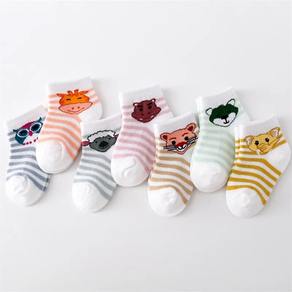 Lawadka 7Pairs/set Summer Mesh Thin Newborn Baby Boys Girls Socks Cotton Cartoon Infant Sock For Boy Girl Casual 0-24Month 2022