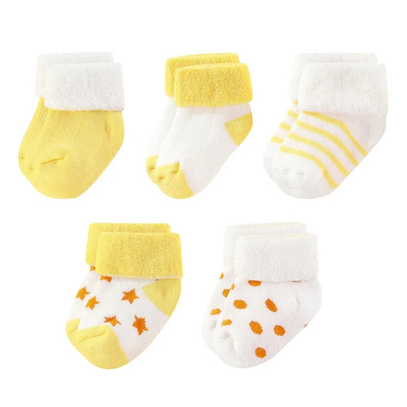 Kiddiezoom 5 Pairs/Set Four Seasons 0-12Months Fashion Newborn Baby Boy Girl Socks 100%Cotton Soft Infant Accessories