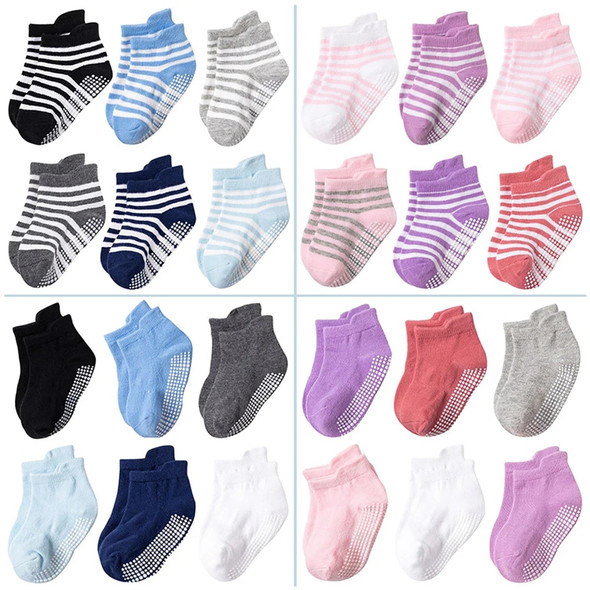 Kiddiezoom 6 Pairs/Set Four Seasons 0-5Y Solid Newborn Baby Boy Girl Socks 100%Cotton Soft Infant Accessories