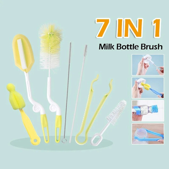 Dr.isla Baby Bottle Brush Baby Bottle Pacifier Cleaner 1 Set 7pcs Baby Supplies Cleaning Brushes Silicone Cup Brush