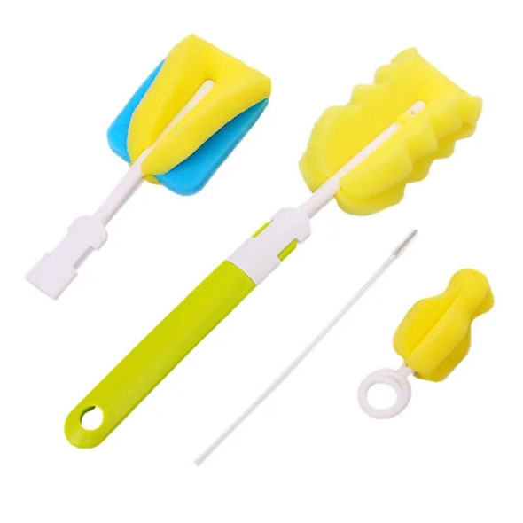 4Pcs/set Brush Sponge Rotation Baby Pacifier Cup Nipple Cleaning Brushes Set Handheld Baby Feeding Bottle Nipple Cleaning Tools