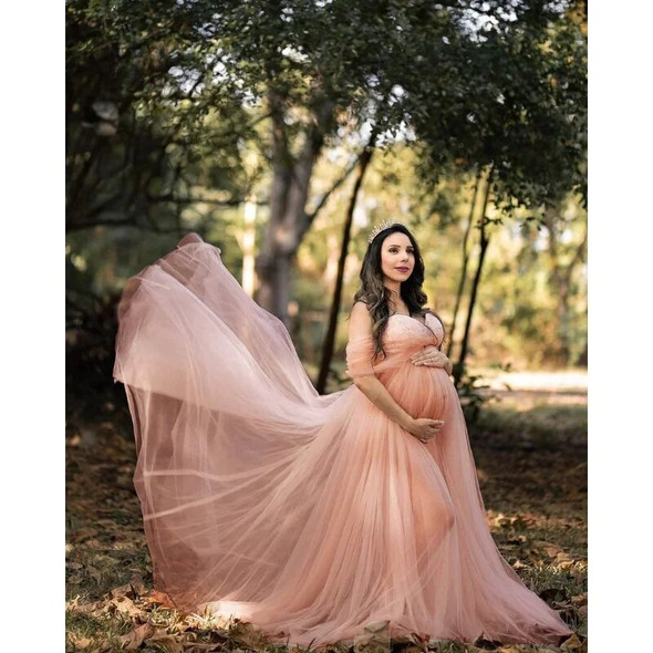 Women's Gown Photography Props Photo Shoot Off Shoulder Lace Maternity Dress for Photoshoot Pregnancy Dresses Pregnant