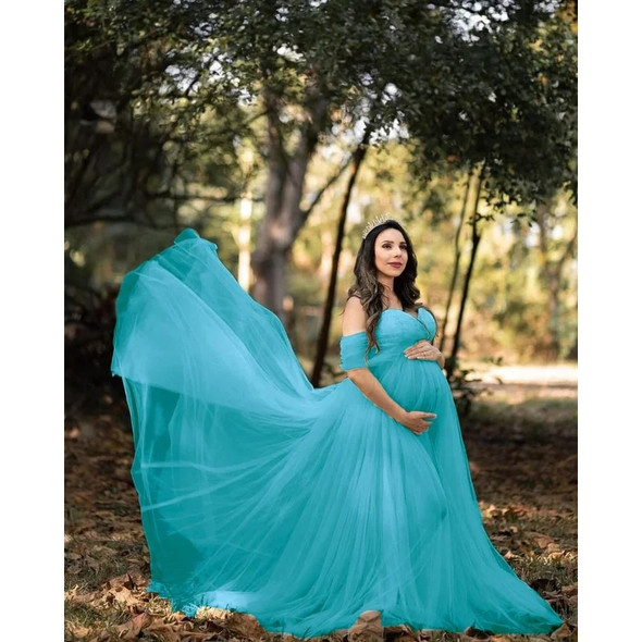 Off Shoulder Lace Maternity Dress for Photoshoot Pregnancy Dresses Pregnant Women's Gown Photography Props Photo Shoot