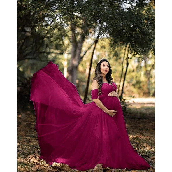 Off Shoulder Lace Maternity Dress for Photoshoot Pregnancy Dresses Pregnant Women's Gown Photography Props Photo Shoot