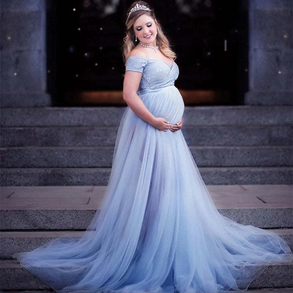 Newest Long Maternity Photography Props Pregnancy Dress Photography Maternity Dresses for Photo Shoot Pregnant Dress Lace Gown