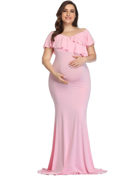 New Maternity Dresses Maternity Photography Props Plus Size Dress Elegant Fancy Cotton Pregnancy Photo Shoot Women Long Dress