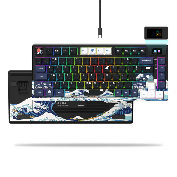 Wired Mechanical Gaming Keyboard with OLED Display Full Key Hot-Swappable Pudding RGB Backlit Keyboard for PC Computer Laptop Wired Mechanical Gaming Keyboard with OLED Display Full Key Hot-Swappable Pudding RGB Backlit Keyboard for PC Computer Laptop
