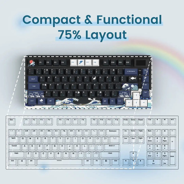 Wired Mechanical Gaming Keyboard with OLED Display Full Key Hot-Swappable Pudding RGB Backlit Keyboard for PC Computer Laptop Wired Mechanical Gaming Keyboard with OLED Display Full Key Hot-Swappable Pudding RGB Backlit Keyboard for PC Computer Laptop