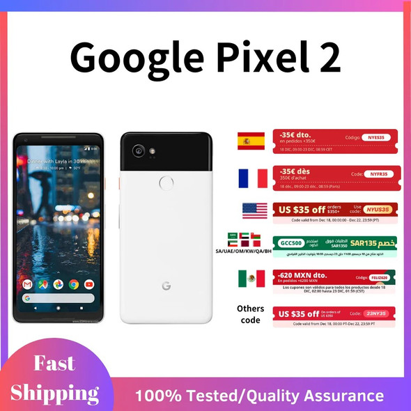 Google Pixel 2 Mobile Phone 5.0" 4GB RAM 64&128GB ROM 12MP Octa Core Fingerprint Original Android Smartphone