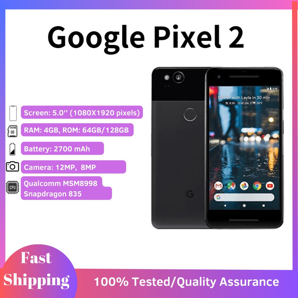 Google Pixel 2 Mobile Phone 5.0" 4GB RAM 64&128GB ROM 12MP Octa Core Fingerprint Original Android Smartphone