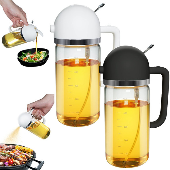 Large Capacity 550ML Oil Spray Bottle Dual-purpose Fuel Spray Bottle Air Fryer Glass Oil Dispenser Kitchen Tools