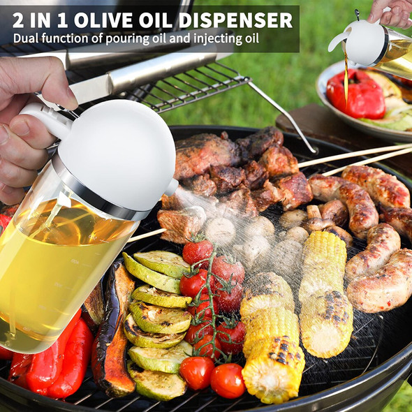 Large Capacity 550ML Oil Spray Bottle Dual-purpose Fuel Spray Bottle Air Fryer Glass Oil Dispenser Kitchen Tools