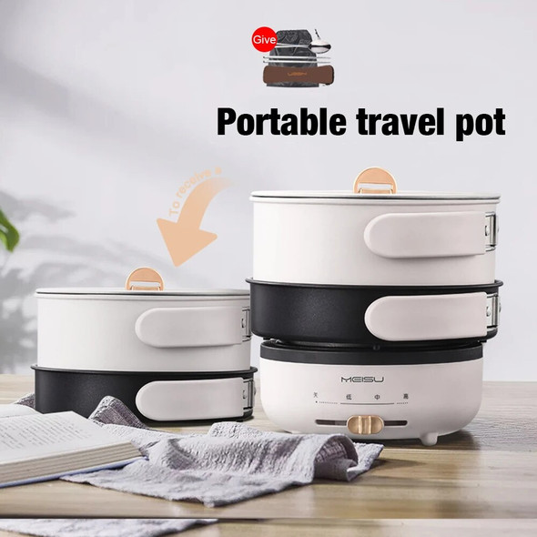 1.2L Portable Folding Multi Cookers Electric Pot Mini Kitchen Rice Cooker Frying Pan Cooking Machine For Travel Home appliance